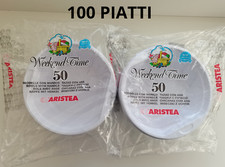 Piatti plastica scodelle con manico monouso bianchi Aristea 100 pezzi per feste