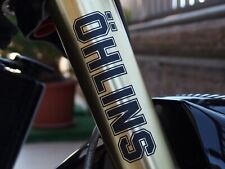 2 ADESIVI STICKERS OHLINS FORCELLE SUSPENSION YAMAHA SUZUKI 16 CM SATIN BLACK 