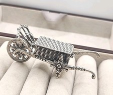 Carriola vintage o antica in argento sterling o continentale MINIATURA ITALIA 