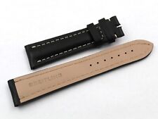 Watch Band Breitling Navitimer Vera Pelle Nero 22/18mm Hand Made Casual Nuovo