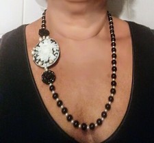 Collana nera onice con - in,