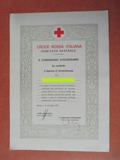DIPLOMA CROCE ROSSA DI BENEMERENZA A UNA RISERIA DI VERCELLI NEL 1990 CRI