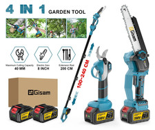 KIT POTATURA MOTOSEGA 8" E FORBICE CESOIA CON 2 BATTERIE ASTA TELESCOPICA 2,40MT