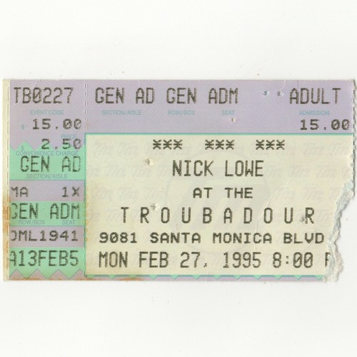 Biglietto concerto nick - nick, lowe