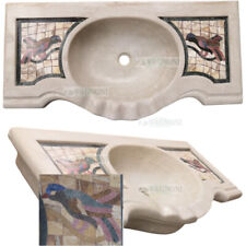 Lavandino lavello in marmo mosaico intarsiato uccelli cm92 scultura arredo bagno