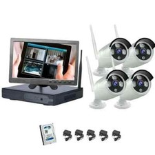 Sistema di Videosorveglianza Wireless  Monitor Ip 3 Mpx nvr 4 canali e Hdd 250gb