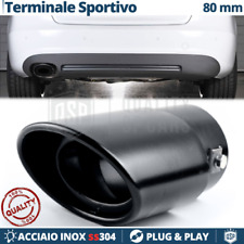 1x TERMINALE di Scarico OVALE Auto in ACCIAIO Inox NERO Marmitta Ø 49>78 mm