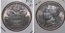 Monaco 5 franchi, 1966 ARGENTO .835 KM 141