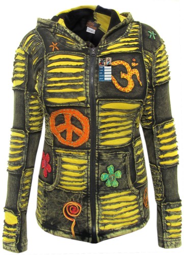 Cotone giallo giacca hippie - giallo,