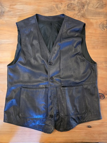 Gilet biker vera pelle nero - biker,