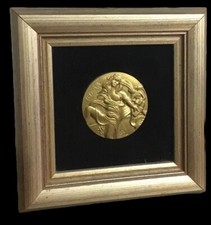 ? Salvador Dalì bassorilievo bronzo oro 24 kt “La Poesia “ 60 mm certifi. IGI