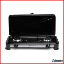 Fornello a Gas 2 Fuochi Portatile Campeggio gpl Melchioni Family Minerva 2 Nero