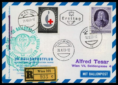 Austria posta palloncino 1963 - austria,