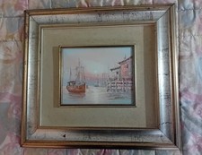 Dipinto Olio su Tela Barche