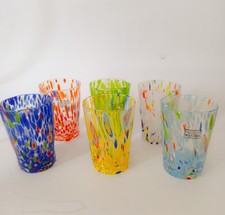 ♥ 6 BICCHIERI IN VETRO I COLORI DI MURANO PER ACQUA BIBITA 13cm MURRINA MAZZEGA