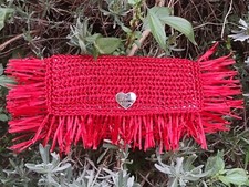 Pochette bustina in rafia fatta a mano all'uncinetto 