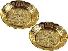 2 piccoli piatti decorativi in ottone decorati a mano ciotole snack regali di...