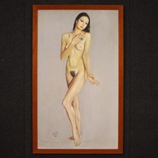 Dipinto nudo firmato Mario Vellani Marchi datato 1969 quadro olio su masonite