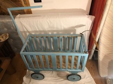 Culla Lettino Carrozzina Passeggino Vintage Legno 85x65x50 cm rara