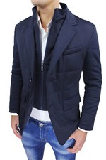 GIACCA GIUBBOTTO UOMO ELEGANTE BLU SCURO INVERNALE SLIM FIT CON GILET INTERNO