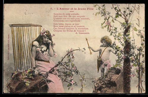 Cartolina cupido mostra una - cartolina,