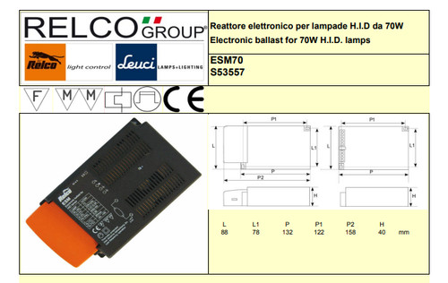 Reattore elettronico relco - reattore, 70w