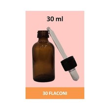 Stock 30 Flaconi in Vetro Scuro da 30 ml con Tappo Contagocce