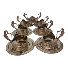 Argento 800 Set Da 12 Pezzi 6 Piatti Sottotazza E 6 Portabicchieri Da collezione
