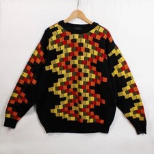 Maglione Carlo Colucci da Uomo nero fantasia geometrica taglia 56 girocollo