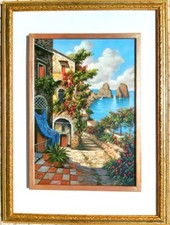Capri - olio su tela cm.35x50, A. Parisi +  doppia cornice