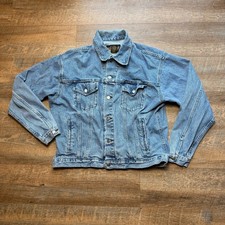 Giacca uomo vintage Harley Davidson jeans denim ricamato taglia media