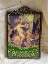 Placchetta Porcellana Putto Pittore Limoges France H. 12x9 V3 ^