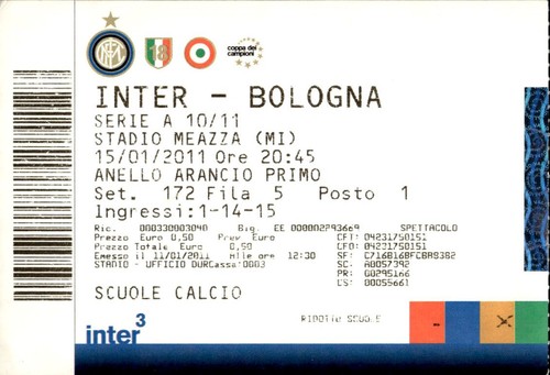 Biglietto calcio inter bologna - biglietto,