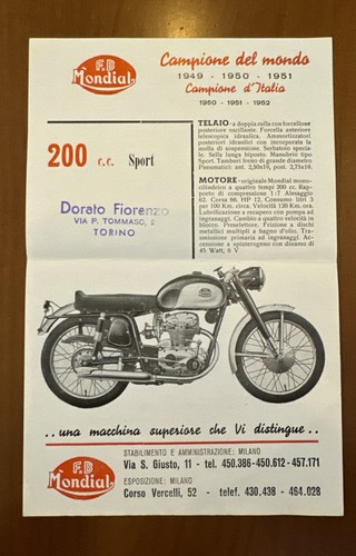 Moto mondial 200 - 200, sport