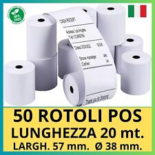 50 Rotoli Pos Lunghezza 20 mt. 57x38 mm. Termici Bancomat Carta di Credito