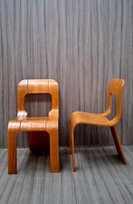 Sedie da pranzo in compensato di metà secolo Esse di Gigi Sabadin