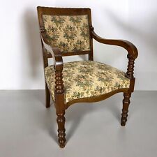 Antica sedia imbottita con braccioli poltrona trono in legno di noce epoca 800