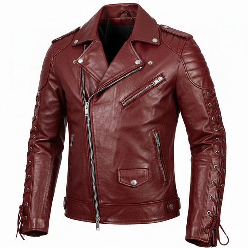 Giacca biker uomo pelle - , rossa