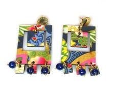 Orecchini Tan Mono Rettangolo Blu