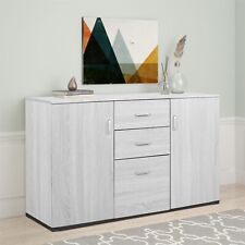 Credenza mobile da Ingresso legno laminato rovere sbiancato 3 ante 2 cassetti