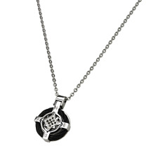 collana catena ciondolo acciaio rosa dei venti spinelli neri rossoamante uomo