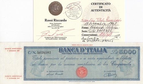 5000 lire titolo provvisorio - lire,