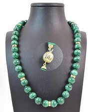 Collana in Malachite Naturale con chiusura e intercalari in oro Made in Italy