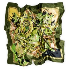 Foulard verde quadrato di raso da donna elegante cerimonia scialle coprispalle