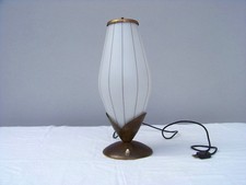 Lampada Da Tavolo Ottone E Vetro Satinato Anni ‘60/70 Funzionante