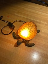 Lampada da comodino soprammobile vintage a forma tartaruga vetro e metallo