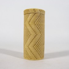 ANTICA SCATOLINA COFANETTO CONTENITORE PORTA CUCITO IN OSSO VINTAGE W381