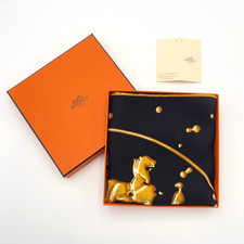 Sciarpa di seta originale Hermes Carré 45 VIF ARGENT nera x multicolore con scatola BA100749