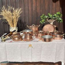 Pentola Alta Battuta A Mano in Rame Con Coperchio