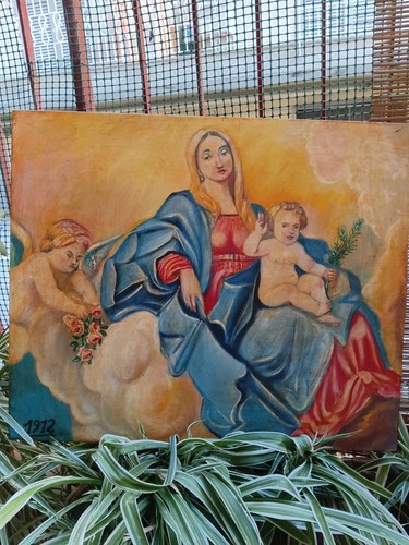 Antico dipinto olio - olio, su